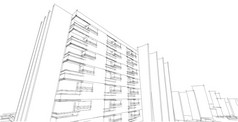 草图体系结构概念城市线框线框建筑插图体系结构