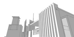 现代体系结构线框摘要建筑背景插图