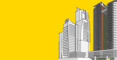体系结构建筑插图现代城市体系结构摘要背景设计插图体系结构建筑的角度来看行