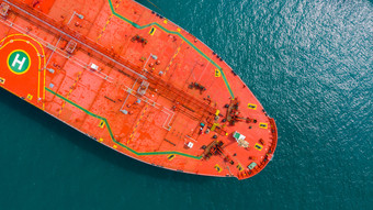 空中视图石油油轮船红色的石油油轮船