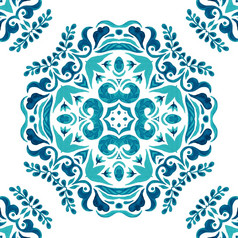 摘要蓝色的和白色手画瓷砖无缝的观赏水彩油漆模式阿祖莱霍瓷砖设计风格摘要手画无缝的观赏水彩模式摘要无缝的观赏水彩阿拉伯式花纹油漆瓷砖模式为织物