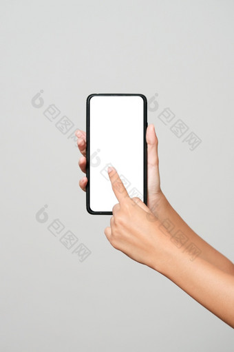 智能手机模型新无<strong>框架</strong>智能手机模型与白色屏幕孤立的白色背景基于高质量的工作室拍摄智能手机无<strong>框架</strong>设计概念
