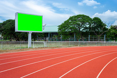 数字空白记分板足球体育场与运行跟踪体育运动体育场户外广告广告牌领导空绿色屏幕数字