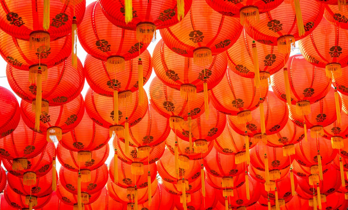 红色的灯笼装饰为中国人新一年节日中国人神