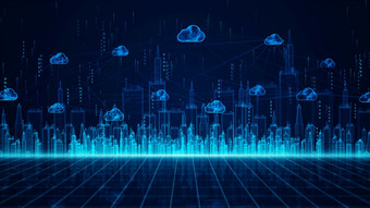 数字城市和云计算使用<strong>人工</strong>情报高速连接数据分析数字数据网络连接和全球沟通背景