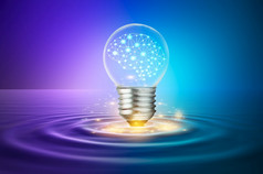光灯泡与大脑内部浮动以上的表面概念使用想象力和的想法