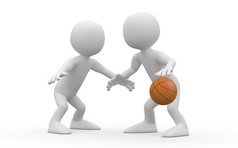 两个篮球球员面对一个一个呈现高决议白色背景与扩散阴影