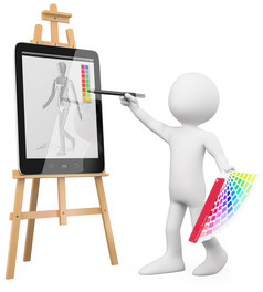 艺术家艺术家绘画平板电脑呈现高决议白色背景与扩散阴影