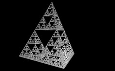 灰色的sierpinski三角形黑色的背景分形与的整体形状等边三角形三角形细分递归地成小等边三角形三角形插图sierpinski三角形黑色的背景分形与的整体形状等边三角形三角形细分递归地成小等边三角形