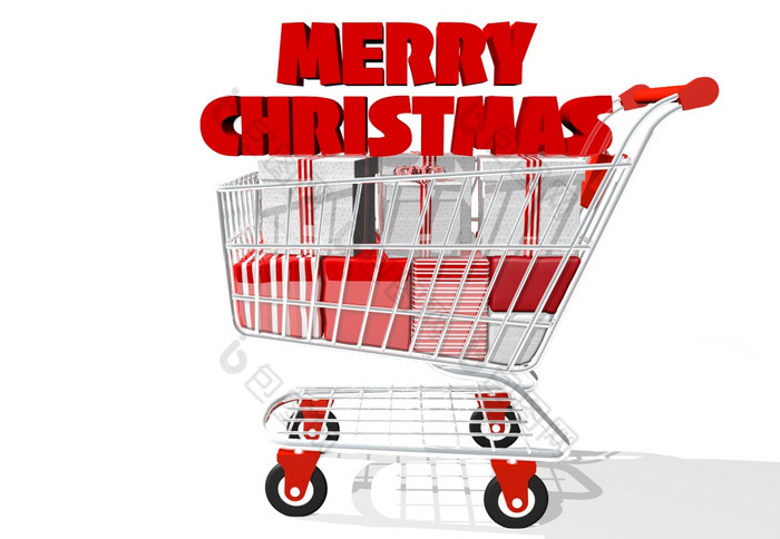 配置文件视图购物车完整的白色和红色的礼物盒子与的标题快乐圣诞节厚红色的信礼物孤立的白色背景插图配置文件视图购物车完整的白色和红色的礼物盒子与快乐圣诞节厚红色的信孤立的白色背景插图