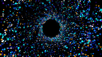 摘要背景爆炸集团蓝色的橙色和绿色粒子不同的大小浮动圆形形状对出焦点背景黑色的空间插图摘要背景爆炸集团蓝色的橙色和绿色粒子不同的大小浮动圆形形状插图