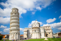 倾斜塔比萨意大利的大多数受欢迎的吸引力比萨美丽的视图倾斜塔比萨意大利