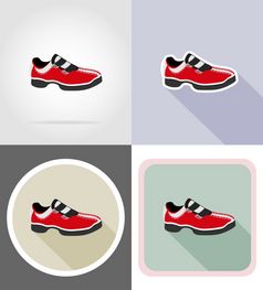 体育运动鞋子平图标向量插图孤立的背景