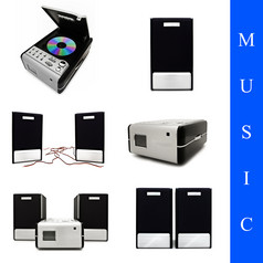 集不同的音乐系统图片在白色背景