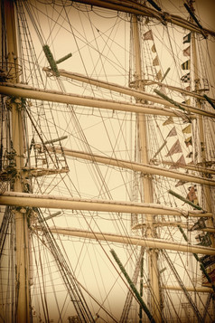 桅杆帆船复古的程式化的图像桅杆