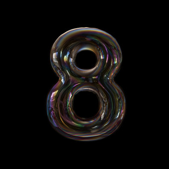 泡沫数量透明的数字孤立的黑色的背景这字母完美的为有创意的插图相关的但不有限的水童年脆弱