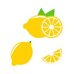 图标集柠檬向量插图白色背景的整个水果和减少成块柑橘类向量插图图标集柠檬向量插图白色背景的整个水果和减少成块柑橘类向量