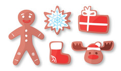 姜饼圣诞节向量集合姜面包圣诞节象征卡通平风格插图