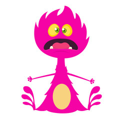 愤怒的卡通龙向量万圣节粉红色的怪物插图设计为孩子们书贴纸打印聚会，派对装饰有趣的卡通怪物字符