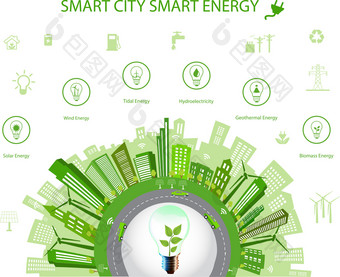 生态城市概念聪明的城市概念和聪明的能源与不同的环境图标<strong>绿色</strong>城市设计<strong>绿色</strong>世界<strong>绿色地球</strong>聪明的城市概念聪明的能源