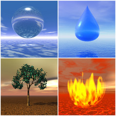 icones为四个元素空气水地球和火四个元素渲染