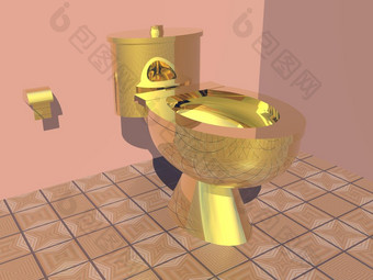 不错的色彩斑斓的厕所与美丽的金厕所。。。金厕所。。。渲染