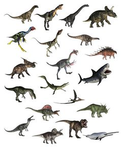 集各种各样的恐龙渲染