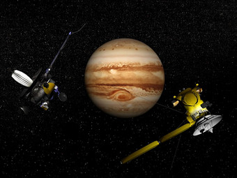 伽利略和卡西尼号航天器下<strong>一个</strong>木星的宇宙元素这图像有家具的已开启