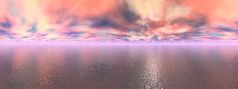 色彩斑斓的日落与云在海洋度效果