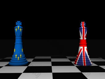 英国和欧洲联盟英国脱欧国王国际象棋董事会渲染英国和欧洲联盟英国脱欧谈判国际象棋董事会渲染