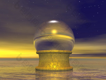 魔法水晶球为《财富》杂志出纳员黑暗日落渲染魔法水晶球为《财富》杂志出纳员渲染