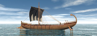 一个希腊船的水一<strong>天</strong>渲染一个希腊船的水渲染