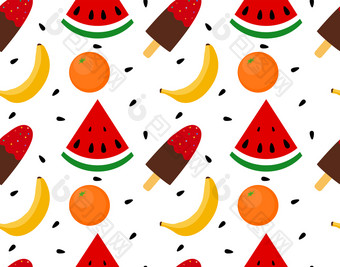 插图无缝的纹理冰奶油与水果分类无缝的纹理冰奶油与水果分类