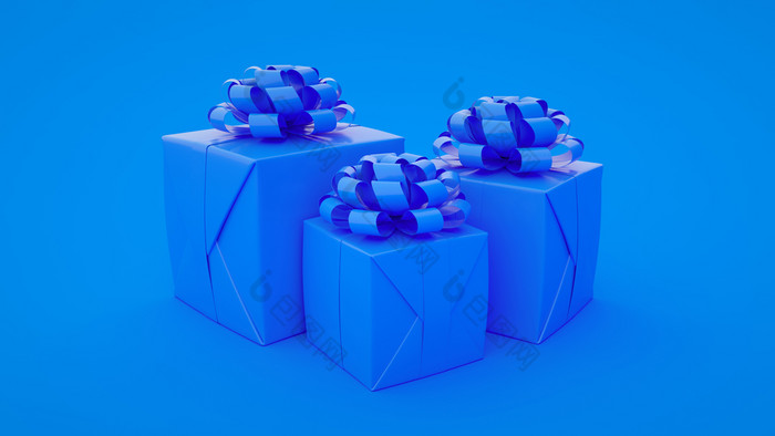 集蓝色的礼物盒子孤立的蓝色的背景极简主义有创意的概念插图集蓝色的礼物盒子孤立的蓝色的背景极简主义有创意的概念插图