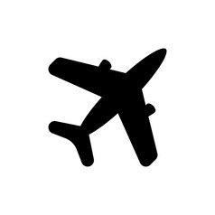 飞机图标黑色的白色背景向量插图