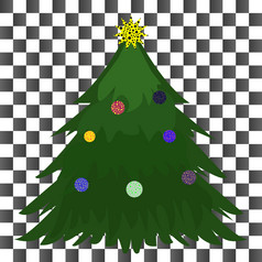 向量图像圣诞节树与装饰背景
