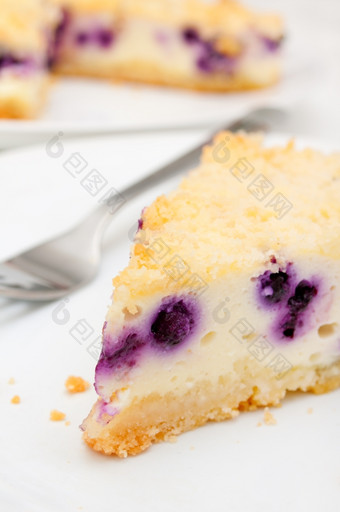 自制的芝士蛋糕与蓝莓而且斯特鲁塞尔