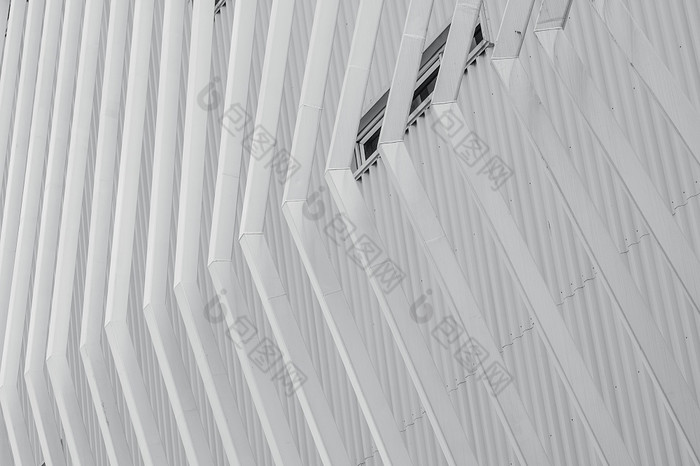 白色外观建筑摘要背景现代未来主义的外观建筑钢包层波纹金属表外观建筑外建筑墙体系结构外观模式设计