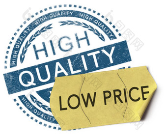 插图橡胶邮票与的文本高质量和价格贴纸在哪里写低价格在白色背景广告概念高质量低价格