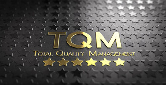 accronym全面质量管理和的文本总计质量管理写黄金信在黑色的背景与星星插图总计质量管理全面质量管理奢侈品行业