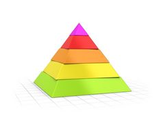 概念上的渲染五个层金字塔在的角度来看背景分层金字塔五个水平