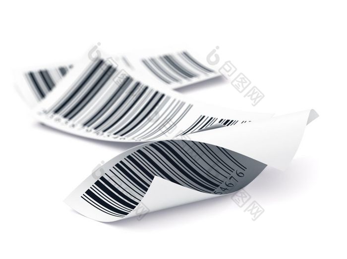 三个标签在白色装饰元素条形码标签条形码标签在白色识别标签零售概念