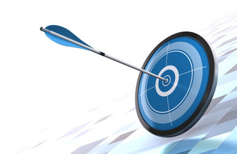 蓝色的目标和箭头在现代背景图像放置的底正确的一边蓝色的目标和箭头目标概念