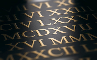 插图金罗马数字在黑色的<strong>背景</strong>罗马数字拉丁字母
