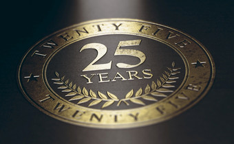 金标记在黑色的背景与的文本年概念为周年纪念日庆祝活动公告插图二十五个年周年纪念日庆祝活动