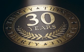 金标记在黑色的背景与的文本年概念为周年纪念日庆祝活动公告插图第三十周年纪念日年庆祝活动