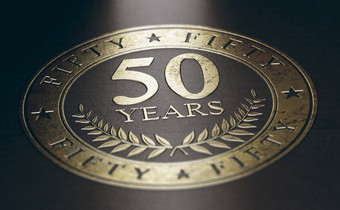 金标记在黑色的背景与的文本年概念为周年纪念日庆祝活动公告插图年庆祝活动五十周年纪念日
