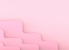 呈现摘要甜蜜的粉红色的曲线纸艺术墙背景