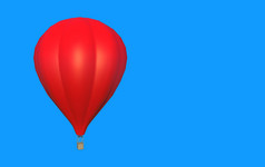 呈现浮动红色的气球孤立的蓝色的天空背景