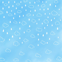 雨和云模式蓝色的背景